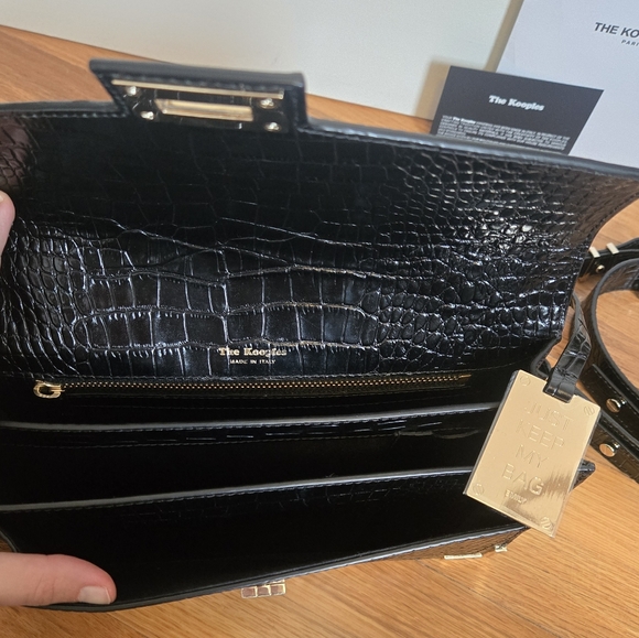 The Kooples Black Croc Embossed Leather Emily Bag in Medium - Picture 8 of 9
